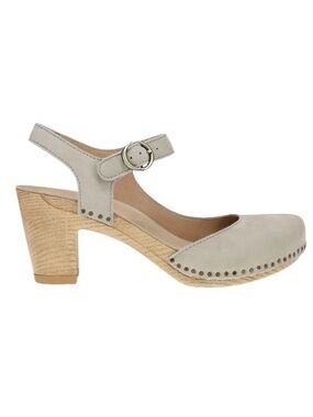 Dansko Women's Light Beige Leather Mary Jane Clog Heel